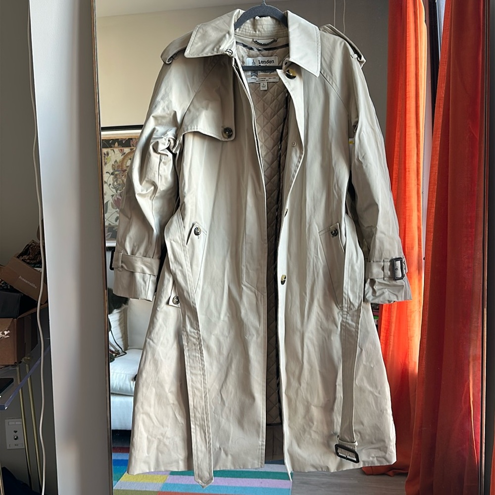 London Fog Trench rain coat removable insulation size L